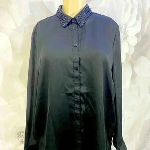 Jaclyn Smith Black Long Sleeve Blouse